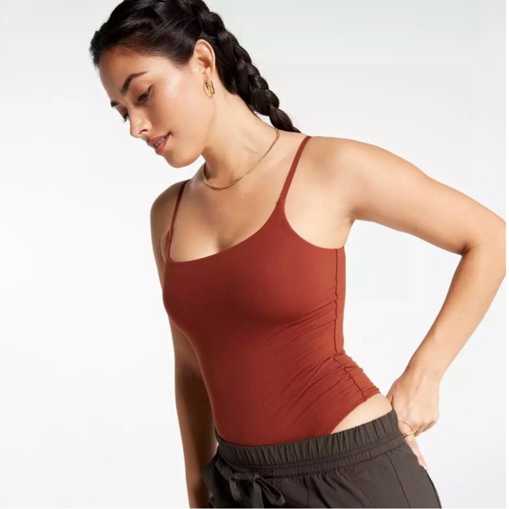 NWT CALIA Inspire Lite Cami Bodysuit in Red Brown